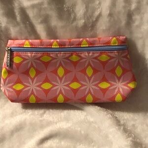 Clinique Pink and Yellow Floral Cosmetic Bag